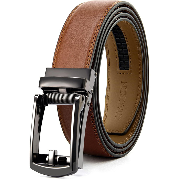 Чоловічий шкіряний ремінь CHAOREN з автоматичною пряжкою, 32 мм, для ділового стилю та урочистих заходів, без отворів, розмір 100-110 см (загальна довжина 125 см)