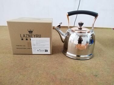 Нержавійна чавур для кемпінгу 3L з чайником, для плити та газової поверхні, зі свистком (Золотий)