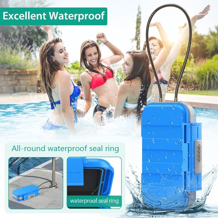 Сейф портативний з кодовим замком ORIA, водонепроникний, для відпочинку та офісу (Блакитний)