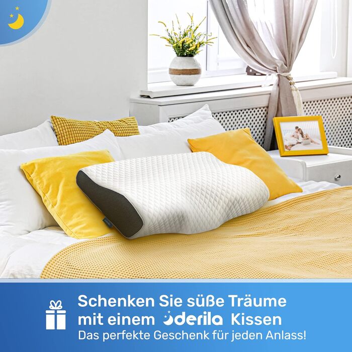 Ортопедична подушка Derila для шиї та голови, Memory Foam, оригінальна. Ергономічна подушка для сну на боці, спині та животі (Queen, 1 шт.)
