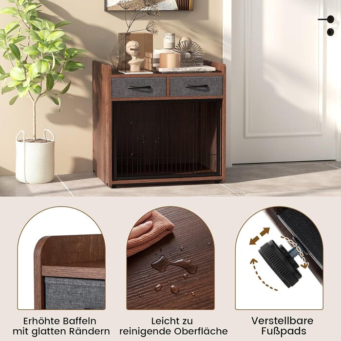 Клітка для собак GOPLUS з 2 висувними ящиками, замок, для собак маленьких та середніх порід, 62x49,5x63 см