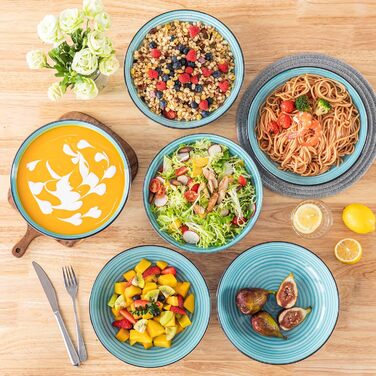 Набір тарілок для супу Vancasso Bonbon, 6 шт, 1500 мл, кераміка, блакитні