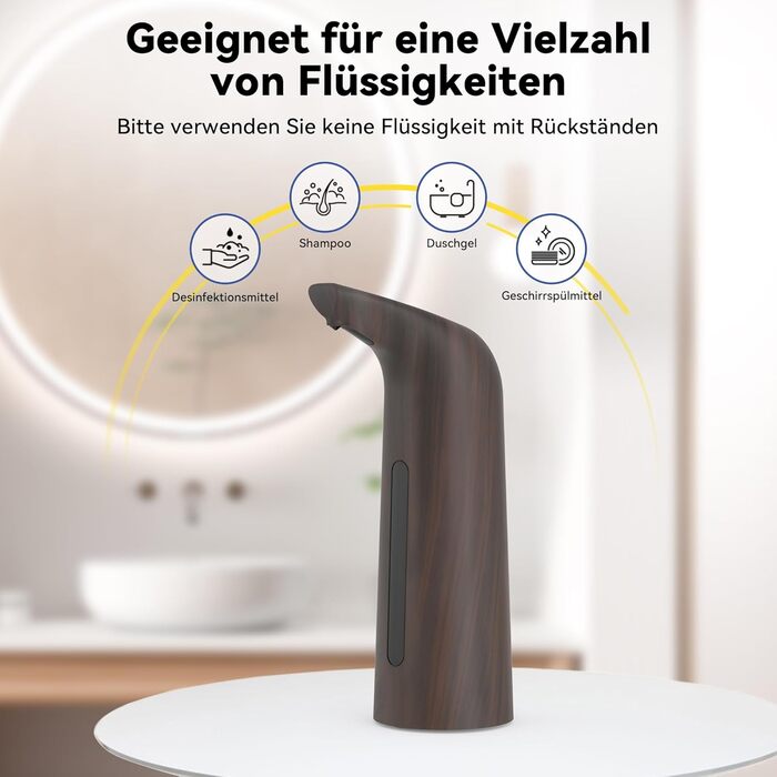 Автоматичний безконтактний диспенсер для мила з 4 рівнями регулювання, 400 мл, електричний, на батарейках, для встановлення на стіл, з інфрачервоним сенсором, бронзовий (400 мл, глибока зернистість)