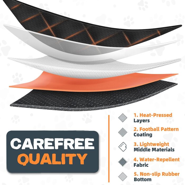 Захист для багажника автомобіля від собак: борти та захист від порогу - універсальний килимок для багажника, водонепроникний та стійкий до подряпин. Підходить для авто, універсалів, SUV (чорний, преміум)