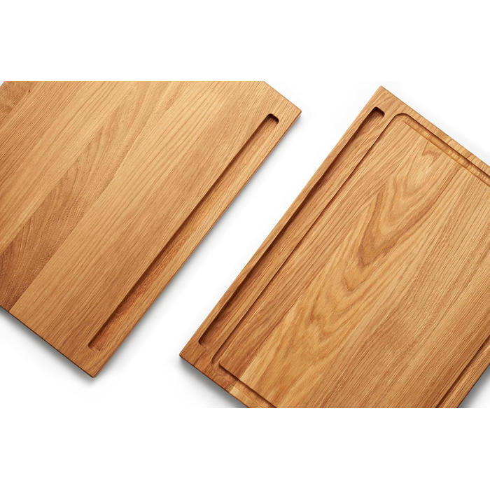 Edelding Cutting and Serving Board made of high-quality oak, 40 x 30 cm in size, with a juice groove and tablet holder | Antibacterial kitchen board | Serving board, breakfast board, solid wood board
