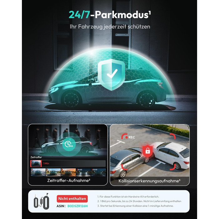 Автомобільний відеореєстратор BOTSLAB G300H Plus 4K UHD + HD 1080P (передній та задній), сенсор STARVIS 2, без карти пам'яті