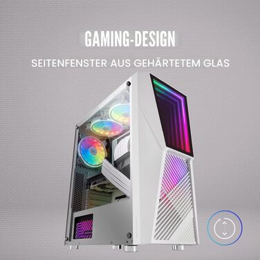 Ігровий корпус Mars Gaming MC777W White, Infinity Mirror ARGB, загартоване скло, 2 вентилятори Chroma ARGB, ATX, Білий