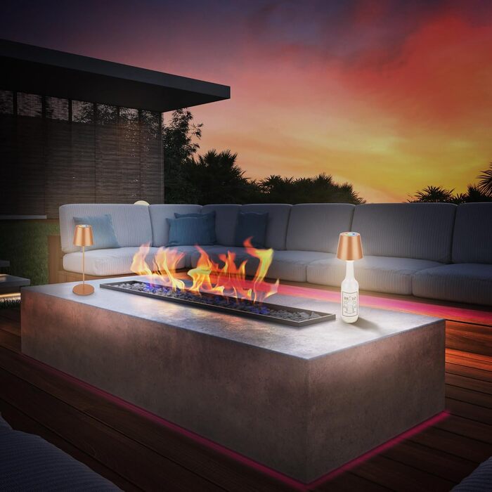 Світлодіодна настільна лампа Briloner бездротова з сенсорним керуванням, димуванням, регулюванням висоти, RGB + тепле біле світло, для спальні, читання, кемпінгу, акумуляторна, вулична, бронзового кольору 36x10.5 см