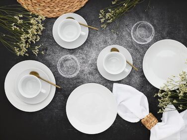 CreaTable Серія Luna Weiss: 12-частинний набір посуду з порцеляни для 6 осіб (кавовий сервіз), сумісний з посудомийною машиною та мікрохвильовою піччю