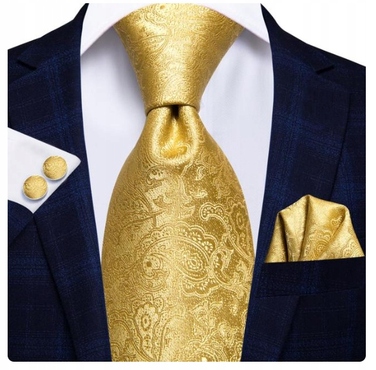 Елегантний набір: синтетична шовкова краватка, затичка та кишенькова хустка з жакардовим візерунком