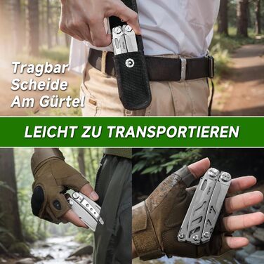 Мультитул NexTool Muiltool 19-в-1: мультифункціональний інструмент з плоскогубцями, ножем, викрутками, ножицями, з нержавіючої сталі для кемпінгу, подарунок для чоловіків (Silver Flagship Max)