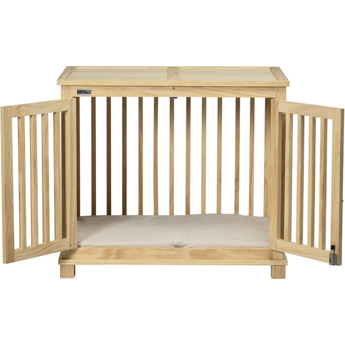 Клітка для собак Pawhut, дерев'яна, для середніх собак, з подушкою, 82.5 x 57 x 72 см