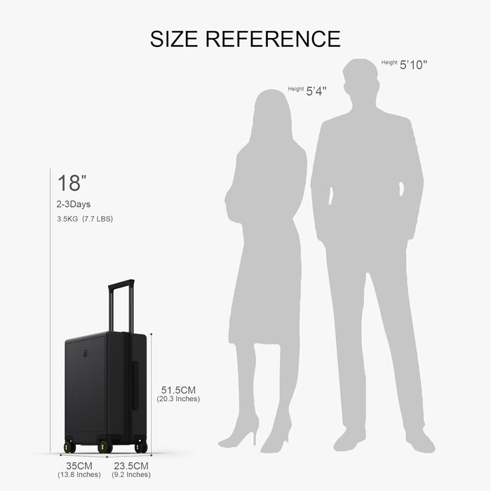 Чемодан-валіза LEVEL8, жорсткий корпус, 4 колеса, обертання на 360°, ручна поклажа, TSA, 100% полікарбонат, мікро-діамантова текстура, чорний (66см, 65л), (51.5x35x23, 36л)