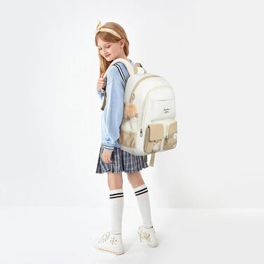 Шкільний рюкзак YAMTION для підлітків, 15.6 дюймів, для ноутбука, для старшої школи, коледжу, милий (Хакі, 15.6 дюймів)