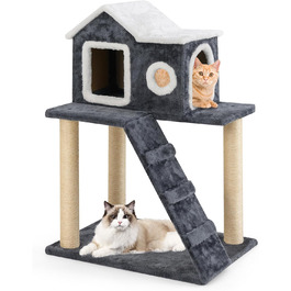 Драбина-кіготь для котів SOARS, 90 см, сірий котячий будиночок з сизалю
