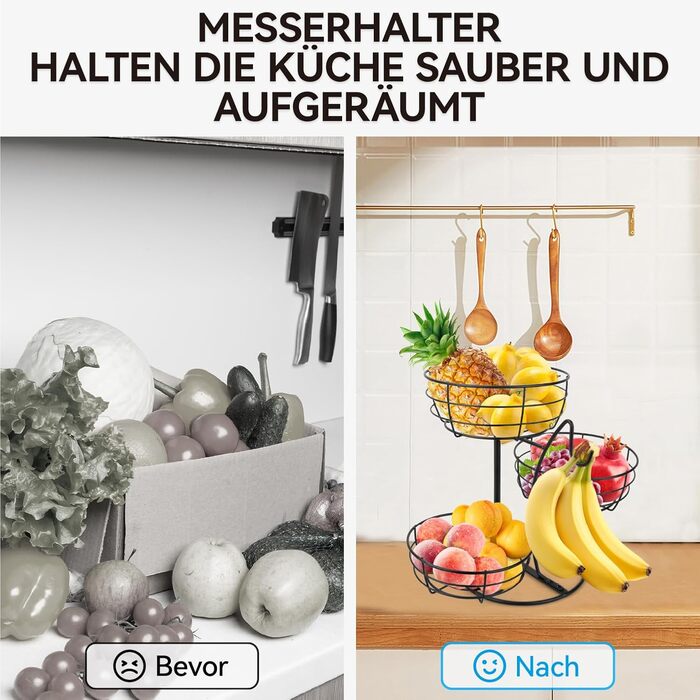 Багатоярусна підставка для фруктів Obst Etagere, чорна. 3 яруси, для кухні, вітальні, їдальні. Організація зберігання, економія місця.