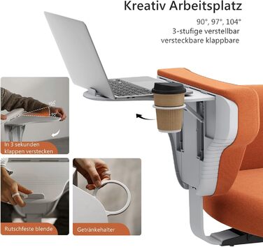 Офісне крісло Newtral FX-FF з регулюванням висоти, з підлокітниками/без, на роликах, для дому та офісу, обертове, помаранчеве FREEDOM-X FF