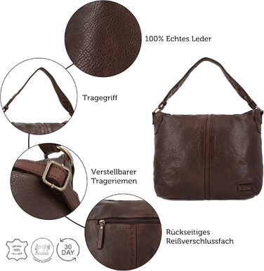 Сумка Gusti Shopper Leder Hannah для жінок: шкіряна сумка-шопер, сумка через плече, поясна сумка (коричнева)