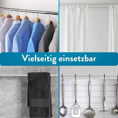 Висувна штанга для душу Benkstein® без свердління, 125-230 см - штанга для душу з нержавіючої сталі, 12 кілець, телескопічна, стабільна, без свердління