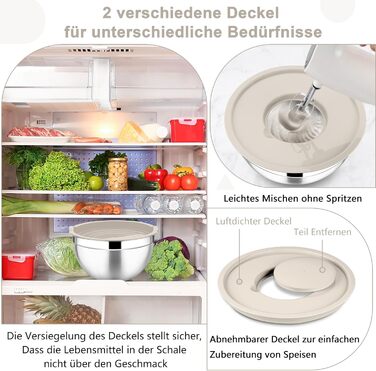 Миска Joyfair 4,5 л з нержавіючої сталі з кришкою, набором терок для приготування, миття в посудомийній машині - Хакі