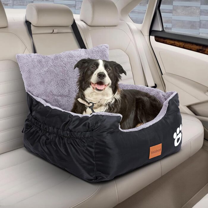 Pet Car Seat for 2 Small Dogs - Washable & Adjustable, 55x30x30cm