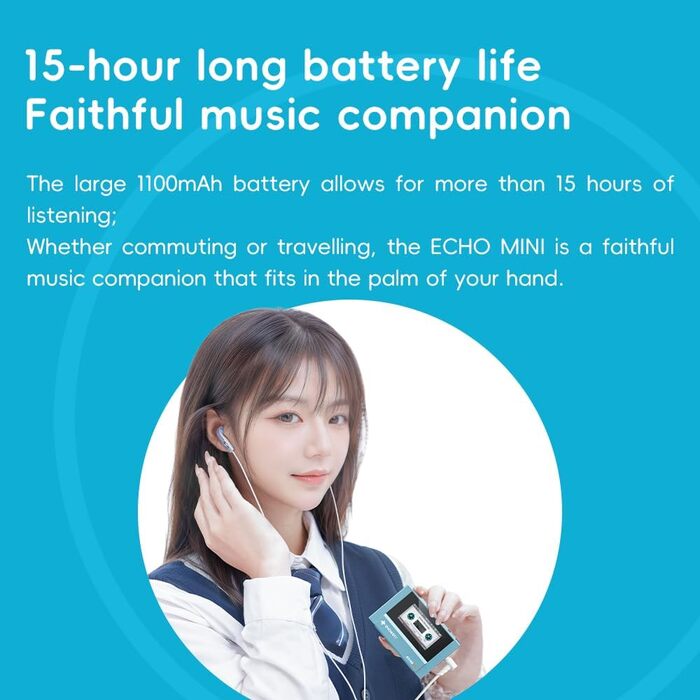 FiiO Echo Mini HiFi Bluetooth MP3 плеєр (Рожевий) - 15 год відтворення, 3.5/4.4 мм вихід для навушників
