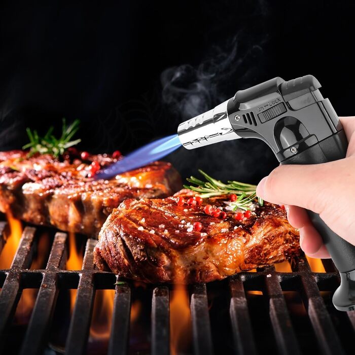 Регульований газовий пальник Flambierbrenner з 3 газовими соплами для кухні, гриля, крему-брюле та паяння. Поповнюваний Bunsenbrenner.