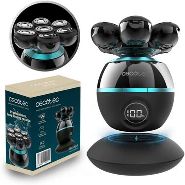 Електричний голчастий триммер Cecotec Bamba PrecisionCare для гоління голови, 7 плаваючих лез, 60 хв роботи, станція зарядки, дисплей, портативний, легке очищення