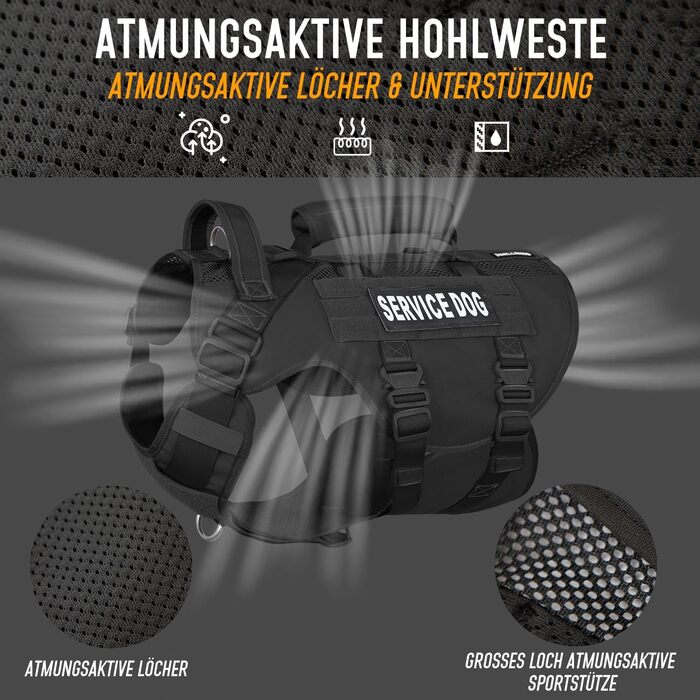 Тактичне облягання для собак, підтримуюче облягання для середніх та великих собак, Air Mesh регульоване облягання для службових собак з металевою застібкою 39g для навчання, прогулянок, чорний, розмір M (обхват шиї: 36-53 см, обхват грудей: 50-74 см)