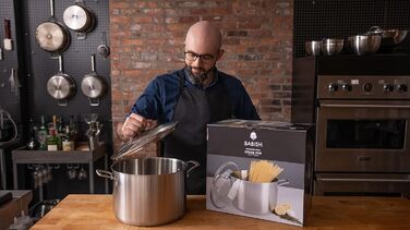 Каструля Babish з кришкою, тришарова нержавіюча сталь, 12 кварт (11,4 л) для бульйонів і супів