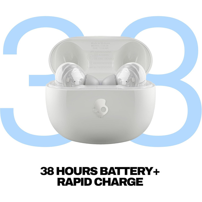 Skullcandy Rail ANC: Бездротові навушники-вкладиші з активним шумозаглушенням, 27 годин автономної роботи, мікрофон, сумісність з iPhone, Android та Bluetooth