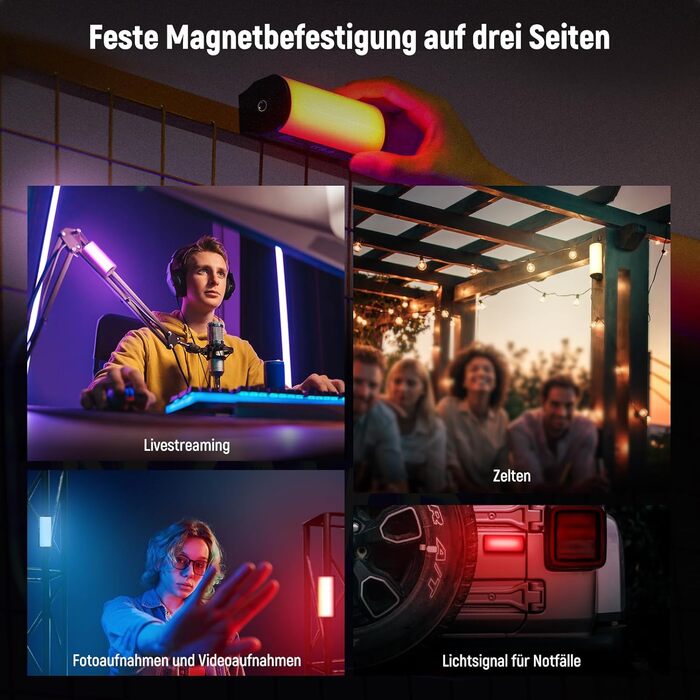 NEEWER LED відеоліхтар з магнітним кріпленням та штативом, RGB, 2500-8500K, 2500mAh, TL96RGB