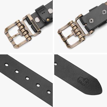 Чоловічий шкіряний ремінь BISON DENIM з класичною пряжкою, міцний, для джинсів, довжина 115 см (підходить для об'єму талії 36-39 дюймів) + ремінь з принтом, довжина 125 см (підходить для об'єму талії 41-43 дюйми)