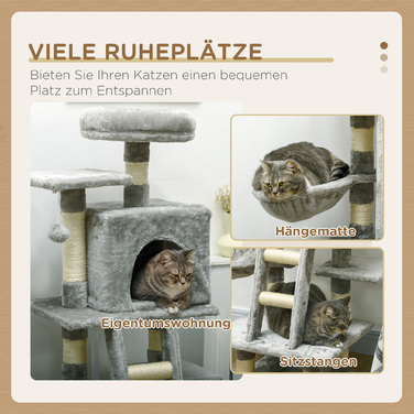 PawHut Дряпка для котів, стабільна та зручна, 49x44x132 см, сіра