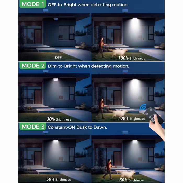 LOTMOS 2 Pack Solar Lights for Outdoor with Motion Sensor, 342 LED Outdoor Light Solar IP65 Waterproof Solar Spotlight 3 Modes with Remote Control, Solar Lamp Outdoor for Garden Garage Exterior (Cold White, 4 Pack)