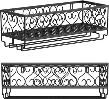 Стійка для винних та келих AcornFort® W-612 Metall – 18 пляшок та 18 келихів (50 x 20 см, Чорний)
