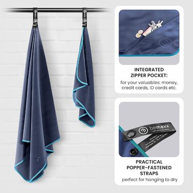 Набір рушників з мікрофібри 2 шт.: швидковисихаючі, компактні, легкі | Великі та малі рушники з мікрофібри для кемпінгу, фітнесу, спорту, басейну, подорожей (блакитні)