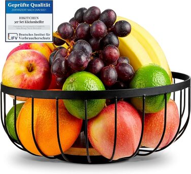 HIKITCHEN® Фруктова корзина - металева та бамбукова миска для кухні та дому