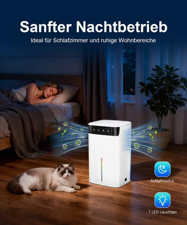 Електричний осушувач повітря 2600 мл з тихим режимом та підсвіткою, захист від замерзання. Ідеально для кухні/підвалу