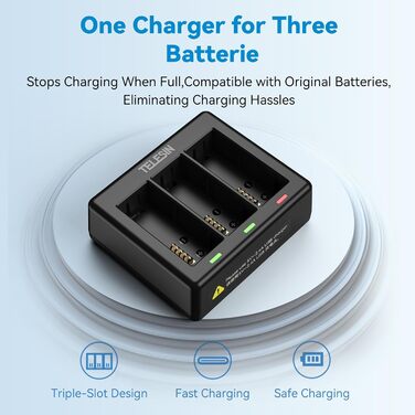 Зарядний пристрій та акумуляторна станція Telesin для GoPro Hero 13 Black з 3 каналами