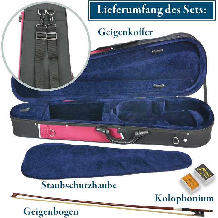Скрипка Forenza Prima 2 4/4 - повний набір з ебонієвими накладками, кілочками, легким струною, дерев'яним луком, Розінг та сталевими пряжками. Повнорозмірна скрипка.