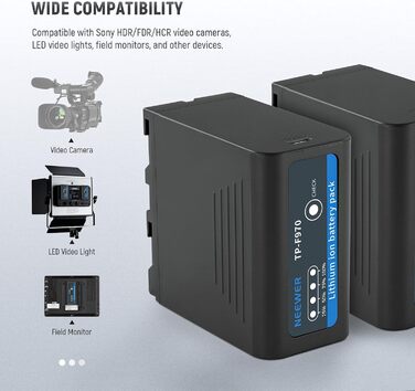 Зарядний пристрій NEEWER Micro USB для акумуляторів Sony NP-F550/F750/F960/F970, NP-FM50/FM70/FM90, QM71D, 91D, NP-F500H/F55H (2 шт. NP-F970)