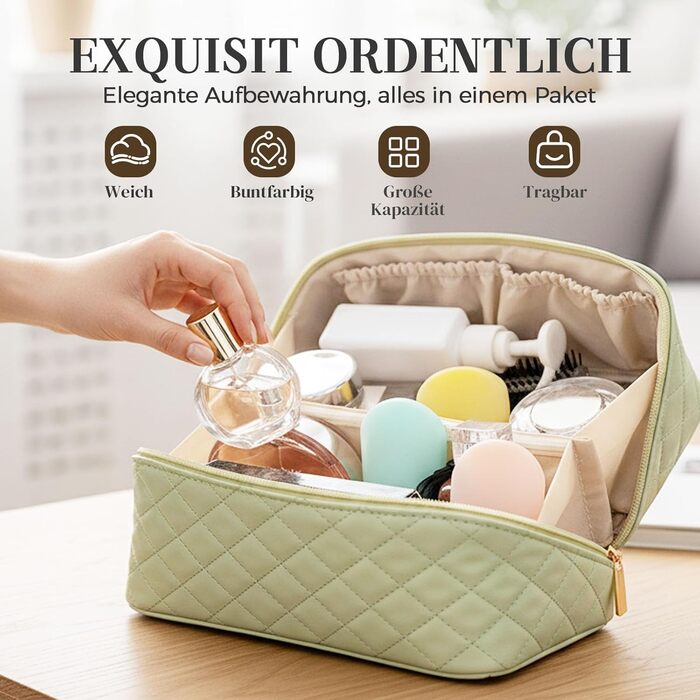 Водонепроникна степкова косметичка для подорожей, чорна, з подвійним замком, з PU-шкіри