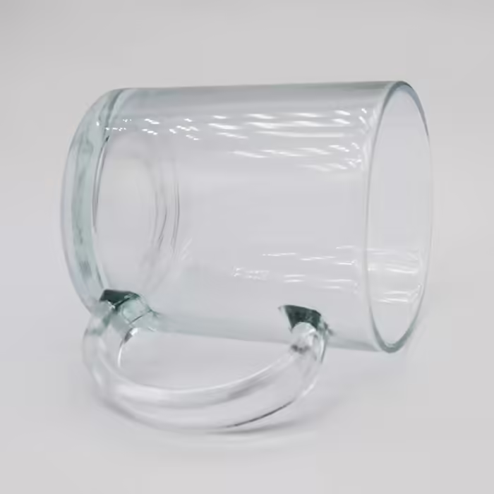 MR.R 11oz Sublimation Blanks Glass Clear Transparent Mug, Coffee Cups with Handle for Heat Transfer Thermal Coatings, Set of 6