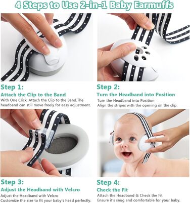 Навушники-захисники вух для дітей 0-4 роки, 2-в-1, захист від шуму, регульоване обруч, легка ABS-оболонка (білий)