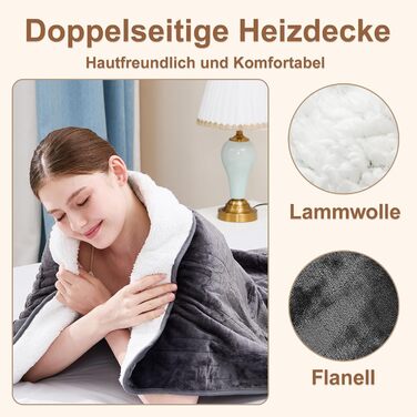 Електрична ковдра Cozysoon з 4 рівнями нагріву та таймером, 180x130 см, з автовимкненням, пральна машина