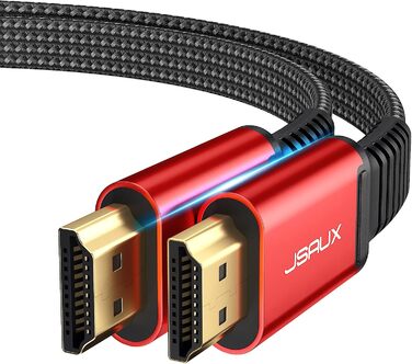 Кабель HDMI JSAUX 4K 3 метри: підтримка 4K@60Hz, HDR, UHD 2160p, Ethernet, ARC, для PS3/4, TV, PC (червоний)