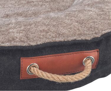 Кругле ліжко для собак TRIXIE Föhr, діаметр 70 см, чорний/пісочний колір, з ручкою для перенесення, м'яке та миється