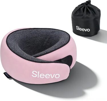 Подушка для шиї з Memory Foam - Подушка-вичерпачка для подорожей та літака - Ергономічна подушка для подорожей, захист від світла та пральна, з сумкою - Чорний (L) (Діти Рожевий)