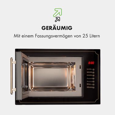 Мікрохвильова піч Klarstein Victoria 20 - вбудована, 20 л, 800 Вт, гриль 1000 Вт, нержавіюча сталь, з рамкою для вбудовування, чорна